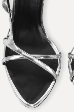 Leather Strappy Sandal Silver
