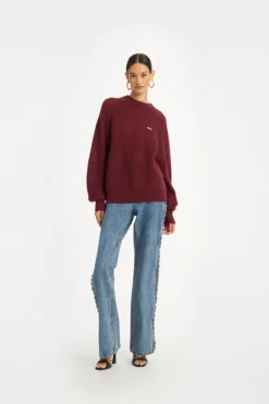 Light Knit Logo Sweater Bordeaux
