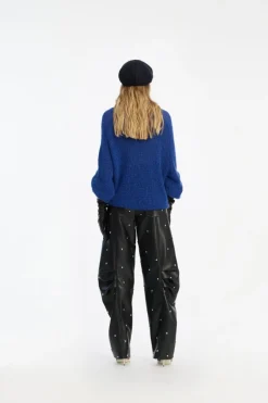 Light Knit Logo Sweater Dark Blue