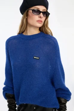 Light Knit Logo Sweater Dark Blue