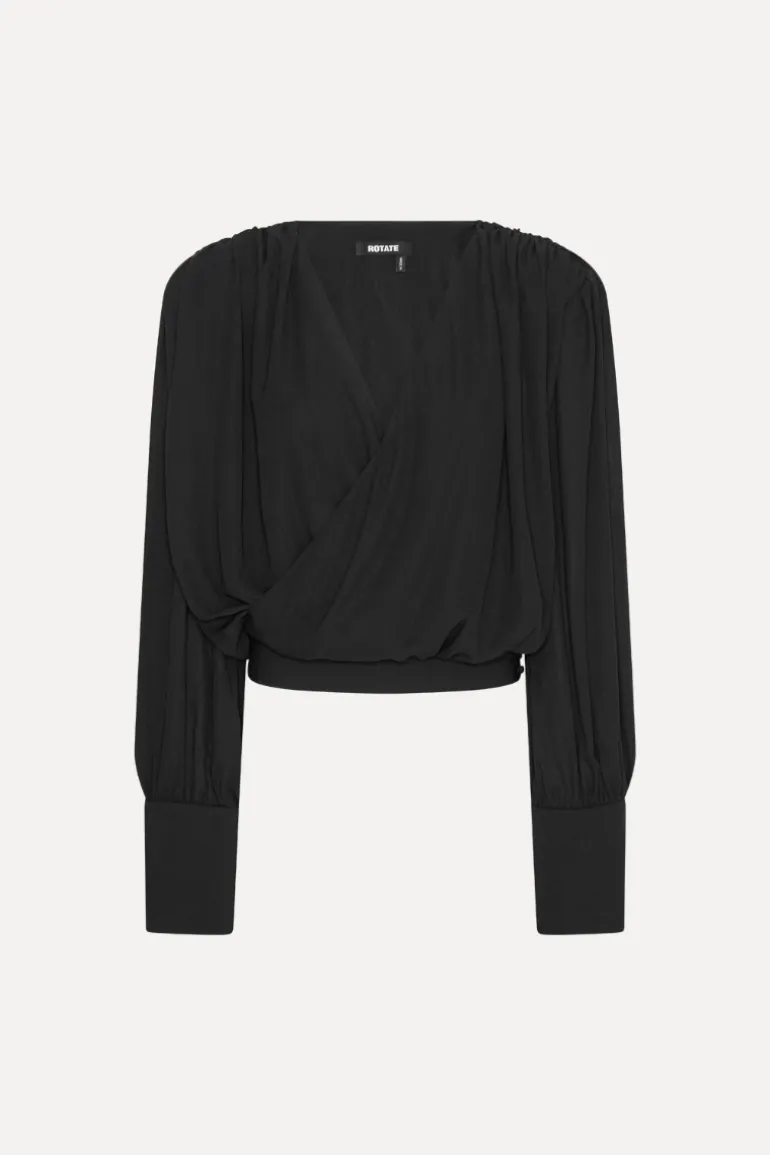 Long Sleeve V-neck Top Black