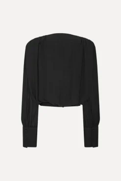 Long Sleeve V-neck Top Black