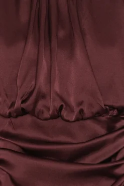Ls Ruched Silk Top Burgundy