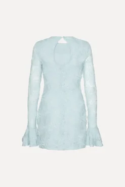 Mesh Frill Mini Dress Blue