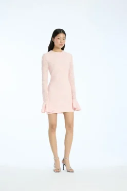Mesh Frill Mini Dress Light Pink