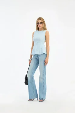 Mesh Sleeveless Top Blue