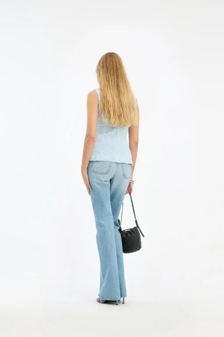 Mesh Sleeveless Top Blue