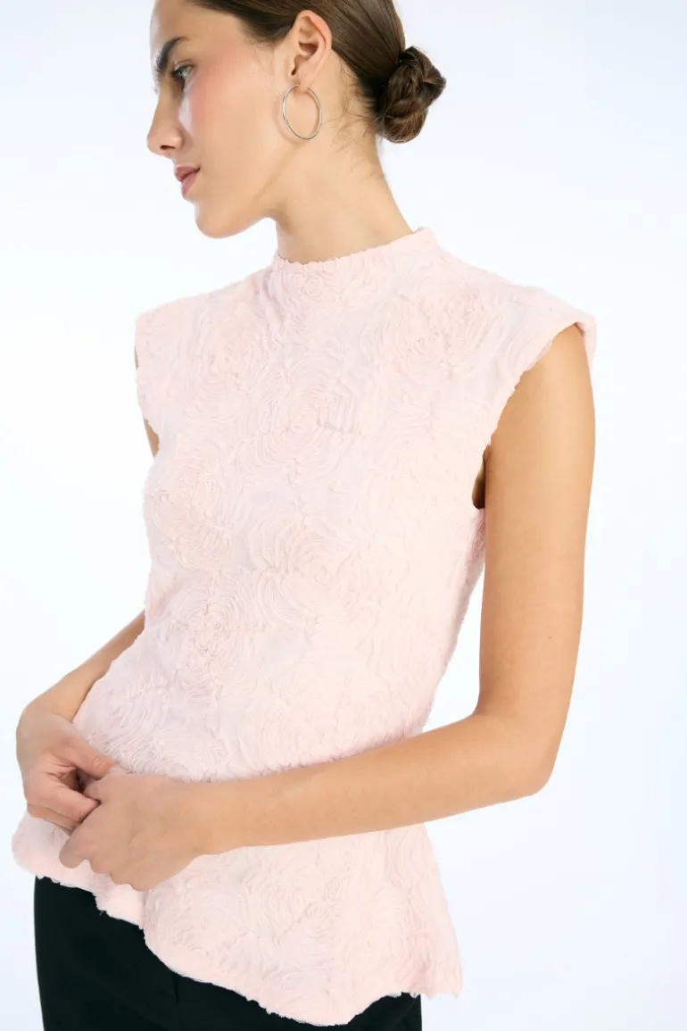 Mesh Sleeveless Top Light Pink