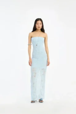 Mesh Tube Dress Blue