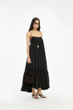 Midi A-Line Dress Black