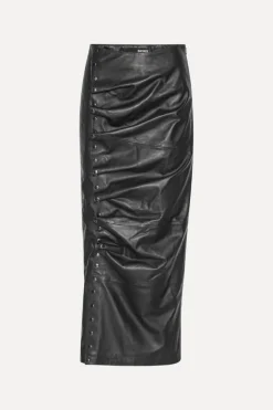 Midi Leather Skirt Black