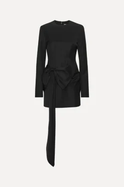 Mini Dress W/ Bow Ls Black