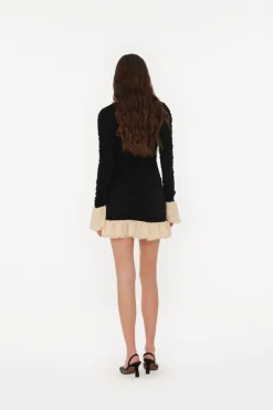 Mini Ruched Ls Dress Black