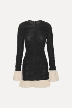 Mini Ruched Ls Dress Black