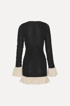 Mini Ruched Ls Dress Black