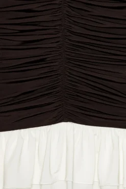 Mini Ruched Ls Dress Dark Brown