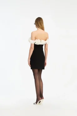 Mini Ruffle Dress Black White