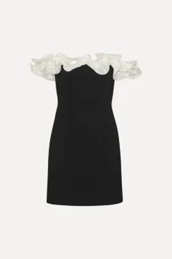 Mini Ruffle Dress Black White