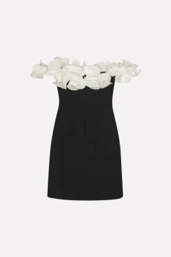 Mini Ruffle Dress Black White
