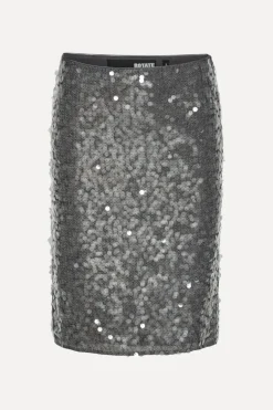 Net Sequin Midi Skirt Dark Grey