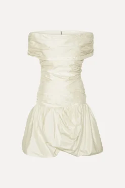 Off Shoulder Mini Dress Creme White
