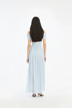 Off-shoulder Maxi Dress Light Blue