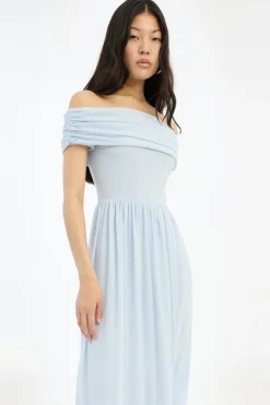 Off-shoulder Maxi Dress Light Blue