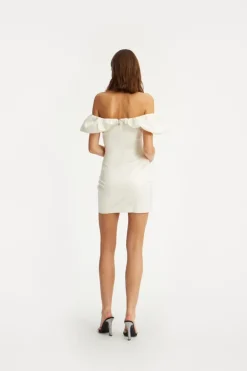 Off-shoulder Mini Dress Creme White