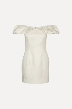 Off-shoulder Mini Dress Creme White
