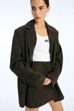 Oversized Suede Blazer Chocolate Brown