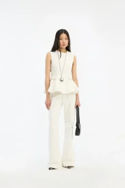 Peplum Denim Top White Denim