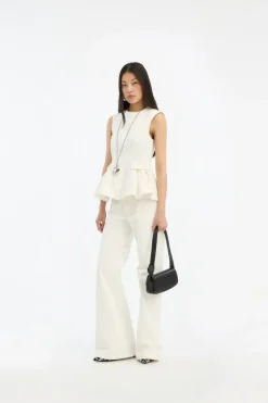 Peplum Denim Top White Denim