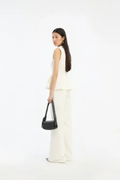 Peplum Denim Top White Denim