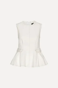 Peplum Denim Top White Denim