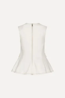 Peplum Denim Top White Denim