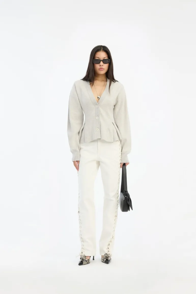 Peplum Knit Cardigan Grey Melange