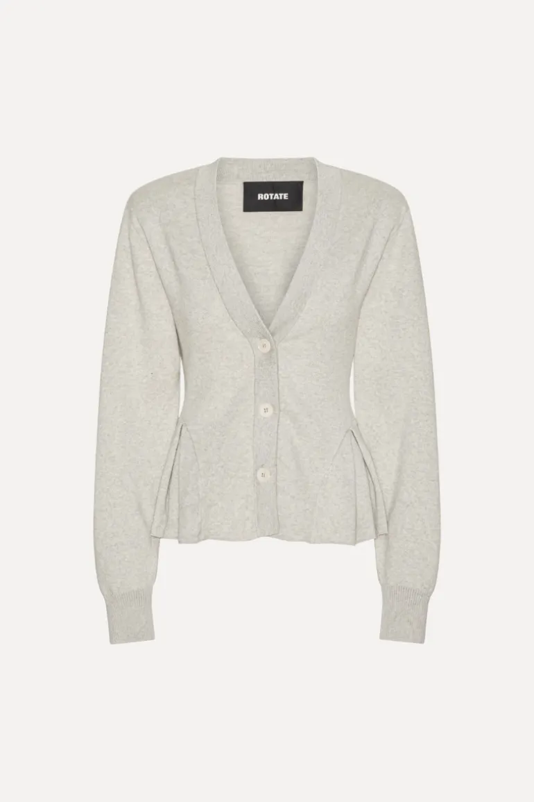 Peplum Knit Cardigan Grey Melange