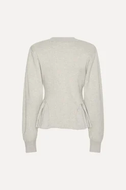 Peplum Knit Cardigan Grey Melange