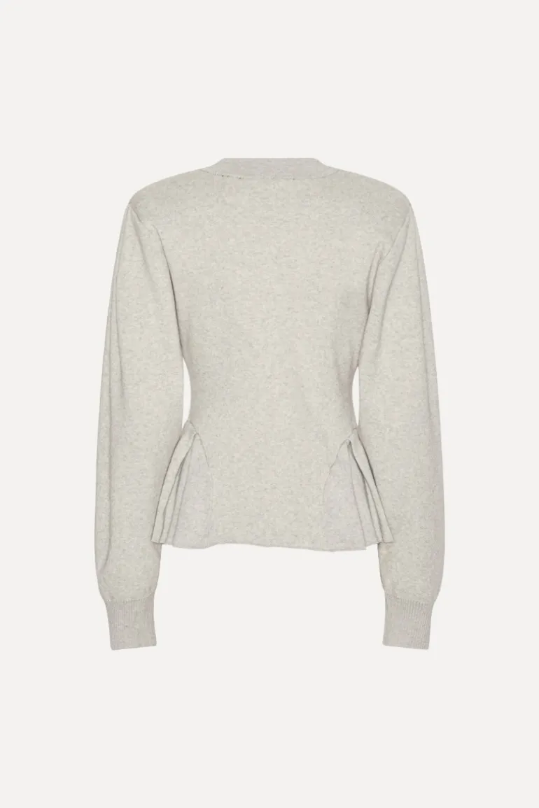 Peplum Knit Cardigan Grey Melange
