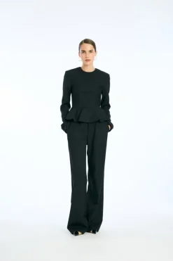 Peplum Ls Top Black