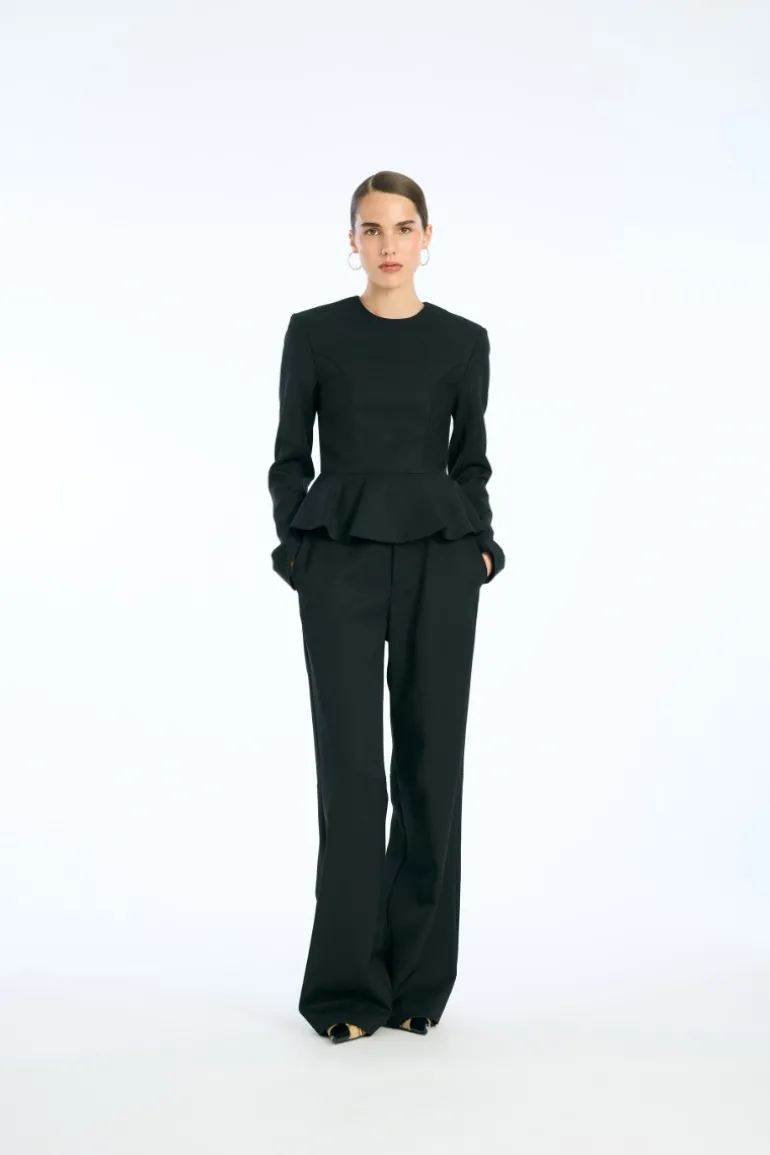 Peplum Ls Top Black