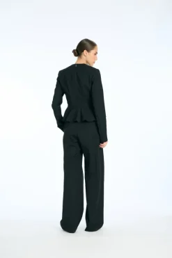 Peplum Ls Top Black