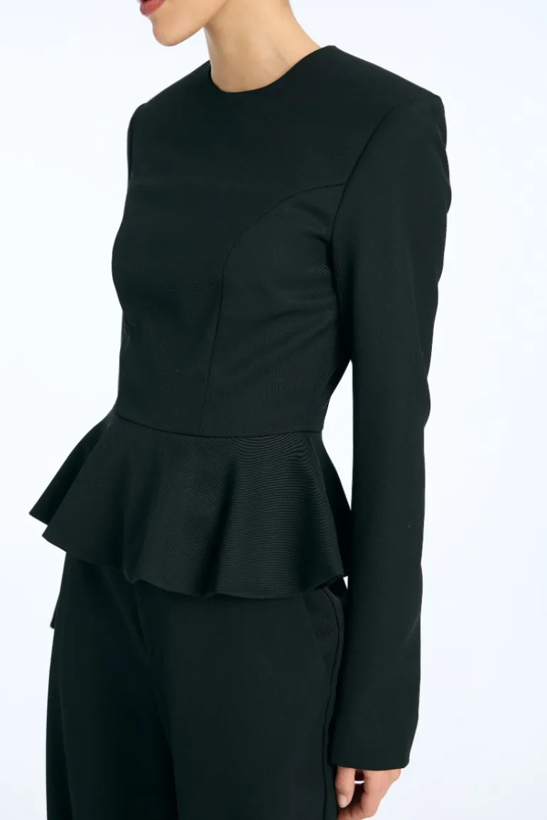 Peplum Ls Top Black