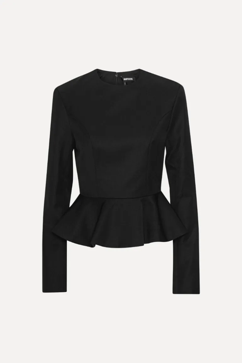 Peplum Ls Top Black