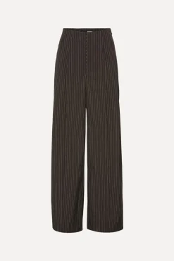 Pinstripe Wide Leg Pants Dark Brown