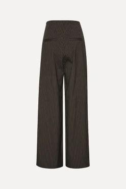 Pinstripe Wide Leg Pants Dark Brown