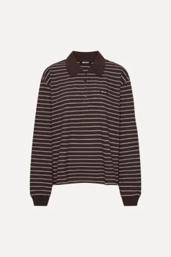 Pique Longsleeve Polo Brown