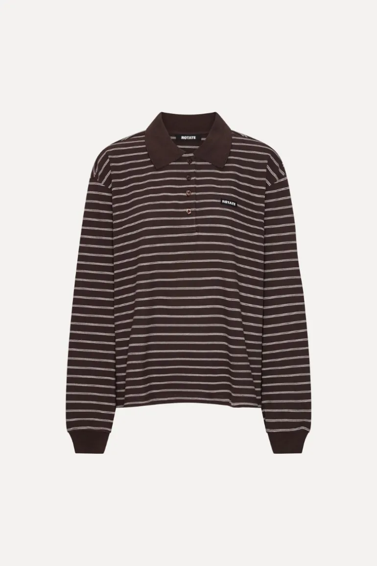 Pique Longsleeve Polo Brown