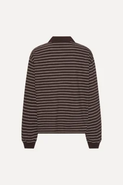 Pique Longsleeve Polo Brown