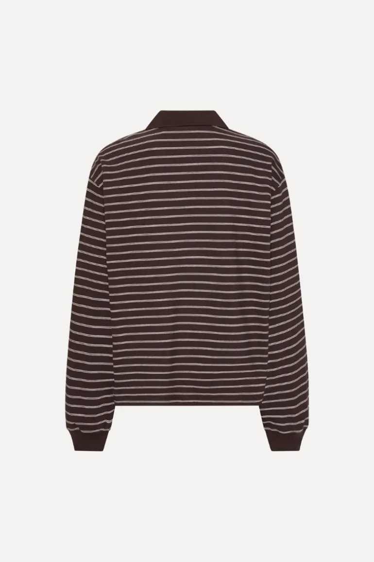 Pique Longsleeve Polo Brown